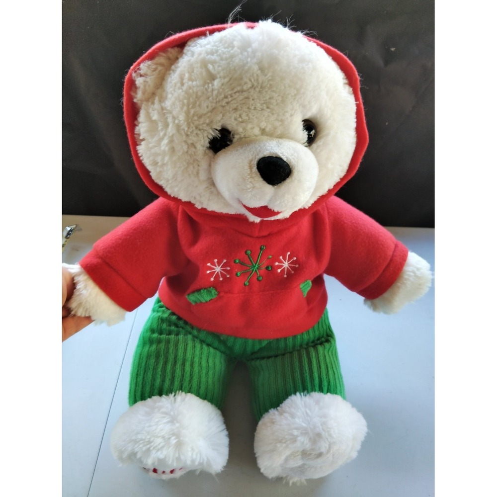 Dan Dee Snowflake Teddy 2015 Plush Bear 20 in White Red Hoodie Embroidered Paw